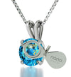 925 Sterling Silver Capricorn Necklace Zodiac Pendant 24k Gold inscribed on Crystal - NanoStyle Jewelry