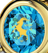 Gold Plated Capricorn Necklace Zodiac Heart Pendant 24k Gold inscribed on Crystal - NanoStyle Jewelry