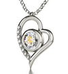 925 Sterling Silver Capricorn Necklace Zodiac Heart Pendant 24k Gold inscribed on Crystal - NanoStyle Jewelry