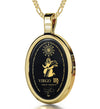 Virgo Necklace Zodiac Pendant 24k Gold Inscribed on Onyx Stone - NanoStyle Jewelry