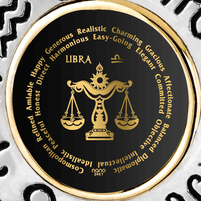 Sterling Silver Libra Necklaces for Lovers of the Zodiac | Inscribed in Gold Birthday Jewelry Gift