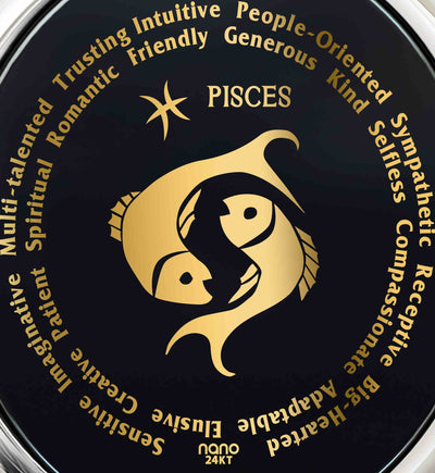 Sterling Silver Pisces Necklaces for Lovers of the Zodiac | Inscribed in Gold Birthday Jewelry Gift