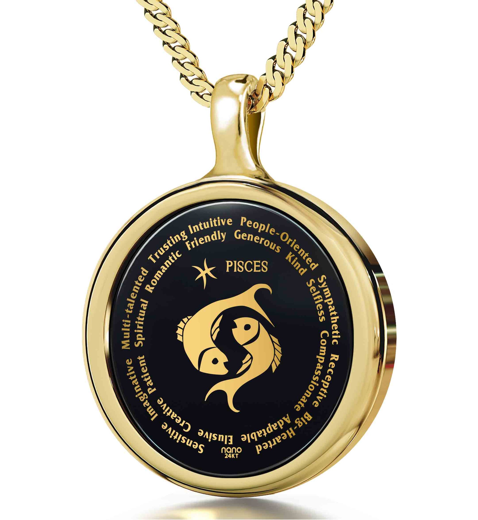 Gold Plated Silver Pisces Necklaces for Lovers of the Zodiac | Inscribed in Gold Birthday Jewelry Gift