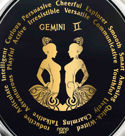 Gemini Necklaces for Lovers of the Zodiac Gift 24k Gold Inscribed Jewelry Birthday Gift