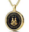 Gold Plated Silver Gemini Necklaces for Lovers of the Zodiac | Inscribed in Gold Birthday Jewelry Gift