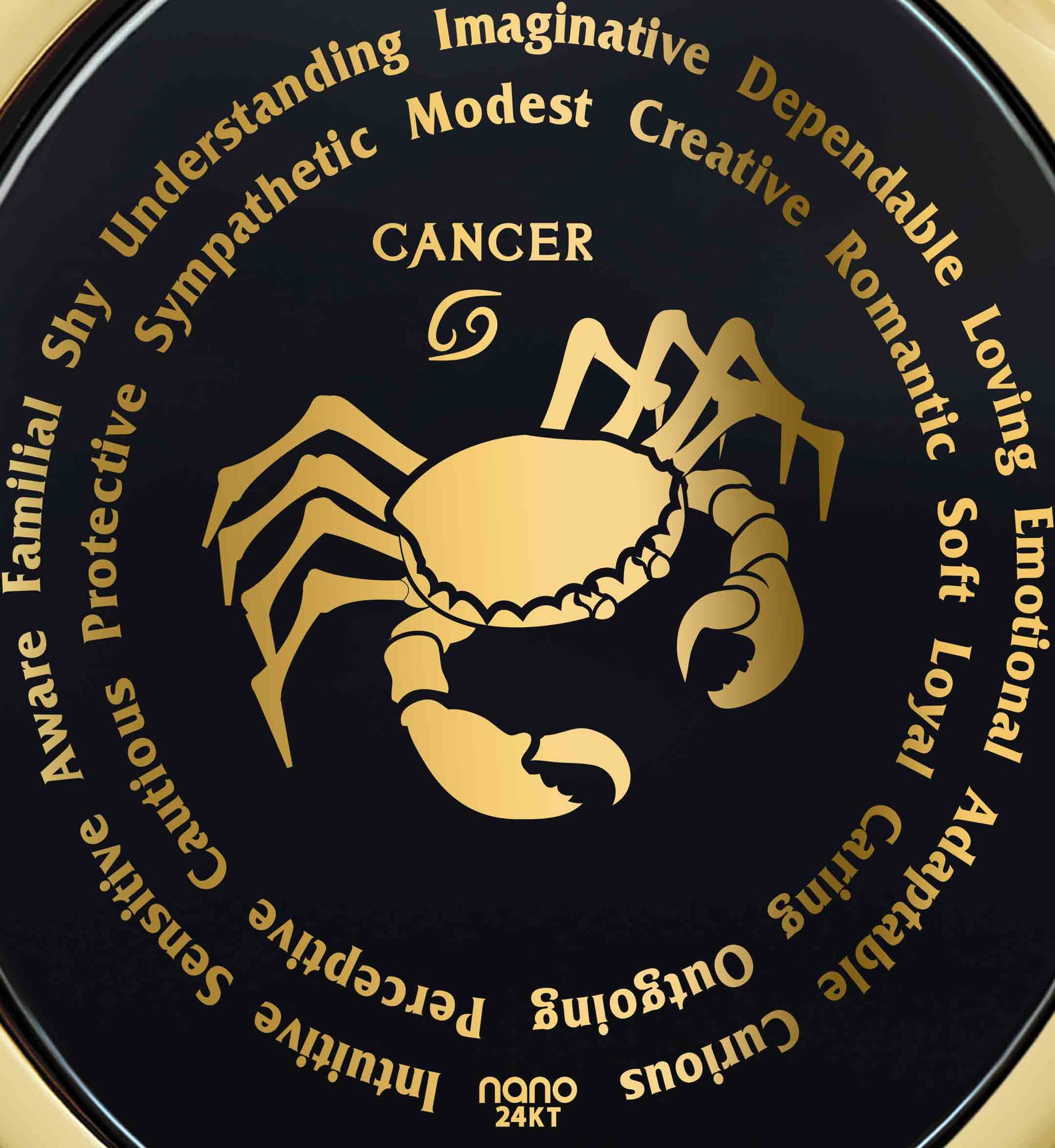 Cancer Onyx Necklaces for Lovers of the Zodiac | Inscribed in 24k Gold Birthday Jewelry