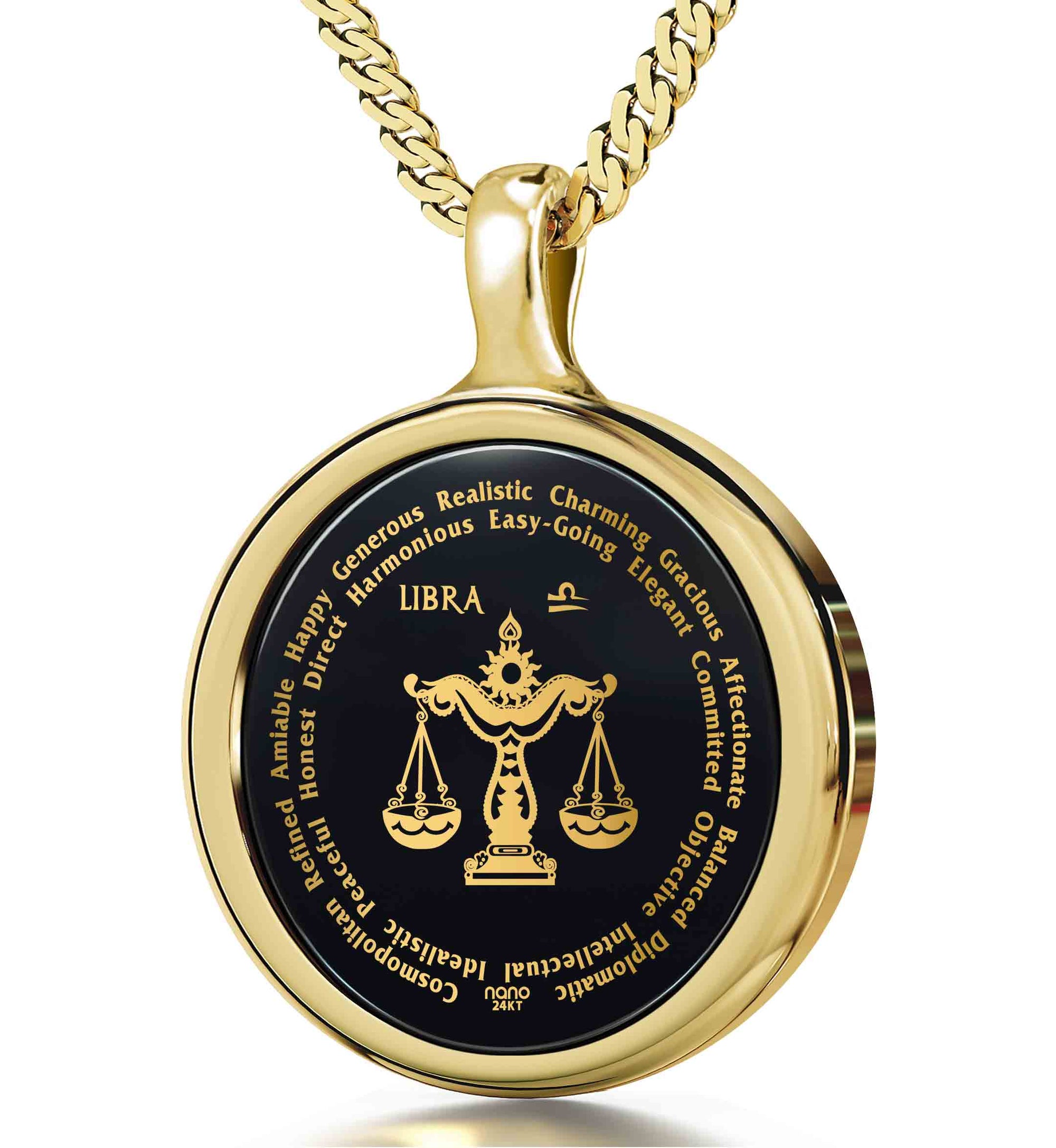 Gold Plated Silver Libra Necklaces for Lovers of the Zodiac | Inscribed in Gold Birthday Jewelry Gift