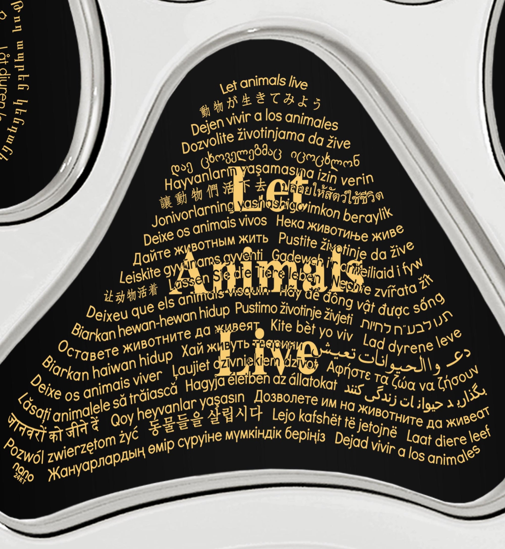 Paw Print Necklace 24k Gold Inscribed in 60 Different Languages