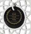 Silver Serenity Prayer Necklace Mandala Pendant Inscribed in 24k Gold