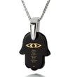Hamsa Necklace Happiness Acronym Charm Pendant 24k Gold Inscribed