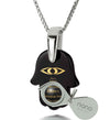 Hamsa Necklace Happiness Acronym Charm Pendant 24k Gold Inscribed