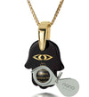 Hamsa Necklace Happiness Acronym Charm Pendant 24k Gold Inscribed