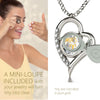 Girl looking thru magnifying glass 24k gold inscribed nanostyle necklace