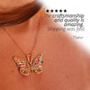 Modern Rainbow Butterfly Charm Handmade Jewelry, Gold Plated Sterling Silver Anniversary Butterfly Pendant Chain Christmas Present for Mom