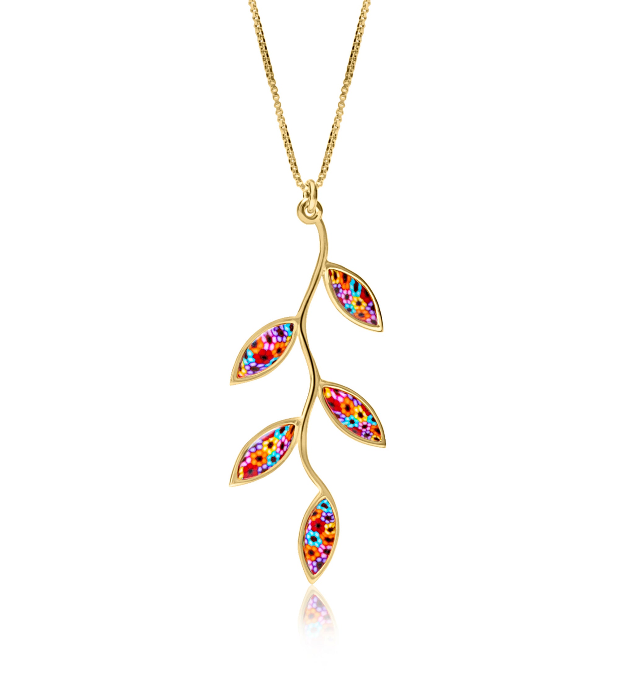 Gold Plated Sterling Silver Olive Leaf Necklace Pendant - NanoStyle Jewelry