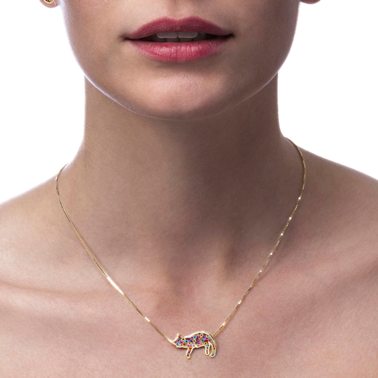 Gold Plated Millefiori Cat Necklace - Sleeping cat pendant Gift for Bestfriend