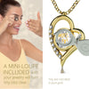 Girl looking thru magnifying glass 24k gold inscribed nanostyle necklace