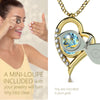 Gold Plated Silver Pisces Necklace Zodiac Heart Pendant 24k Gold Inscribed on Crystal