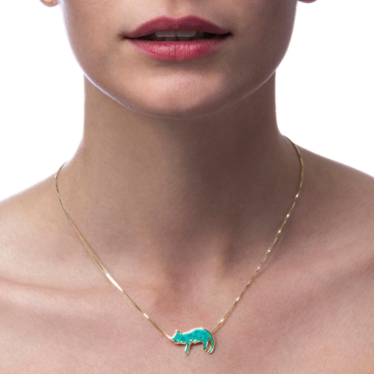 Gold Plated Cat Necklace - Sleeping cat pendant Gift for Cat Parent
