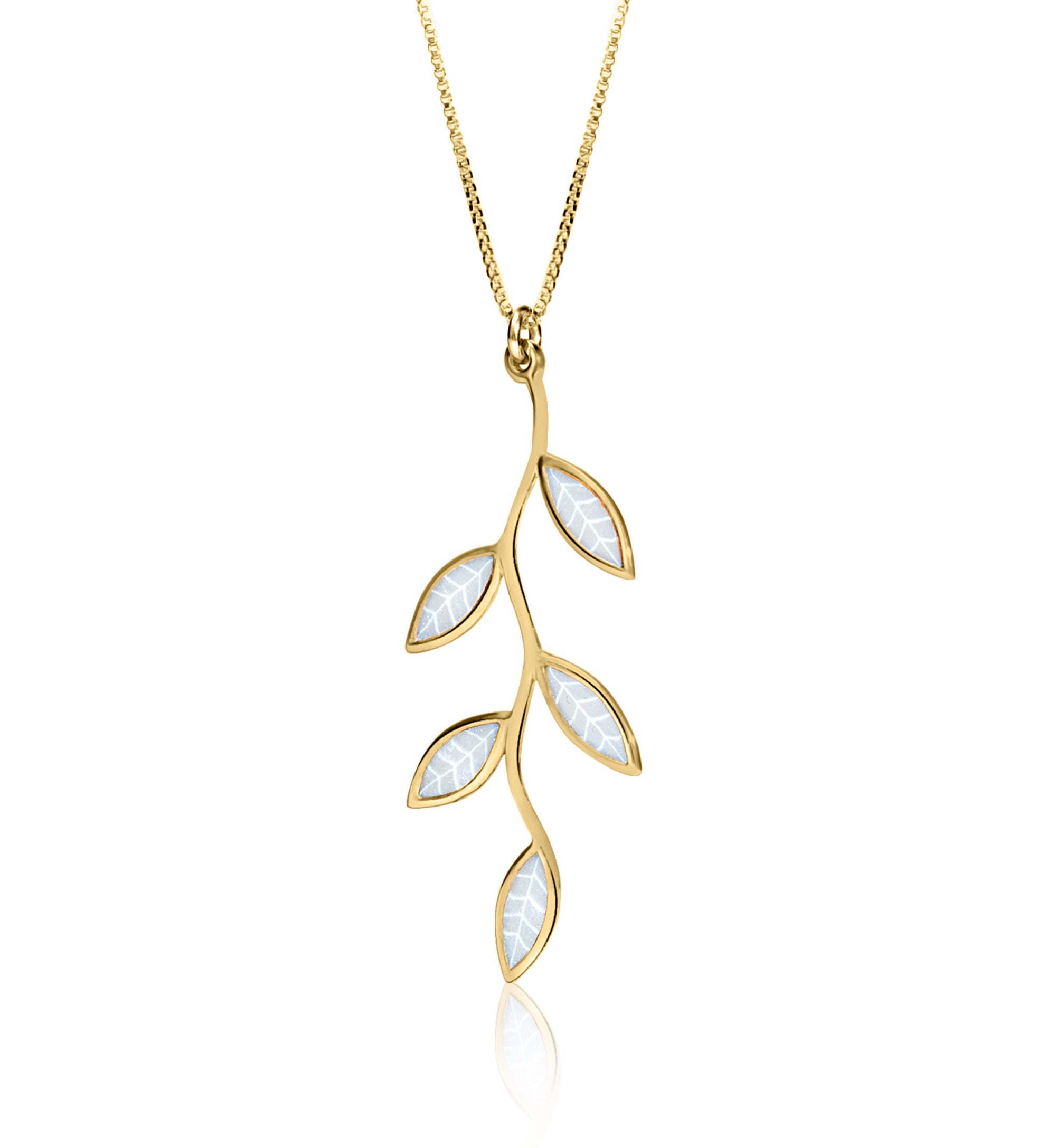 Gold Plated Sterling Silver Olive Leaf Necklace Pendant - NanoStyle Jewelry