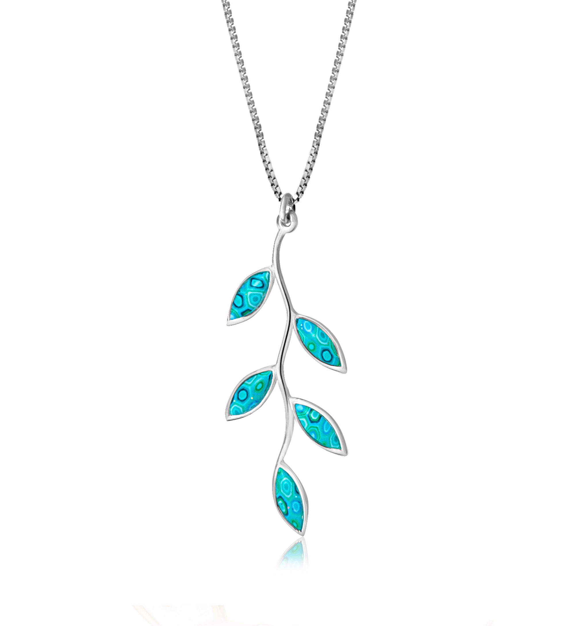 925 Sterling Silver Polymer Clay Olive Leaf Charm Necklace - NanoStyle Jewelry