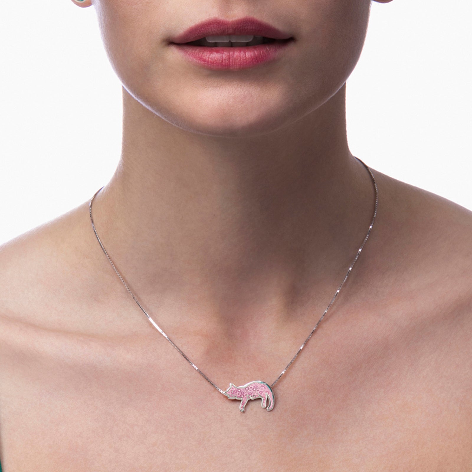Pink Cat Necklace - Sleeping cat pendant Gift for bestfriend