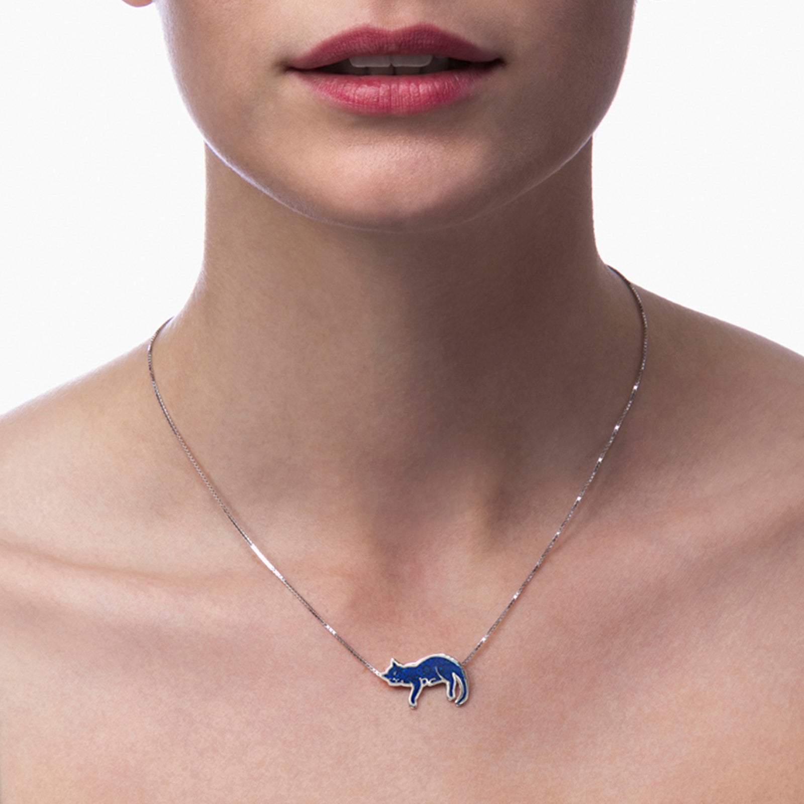Blue Cat Necklace - Sleeping cat pendant Gift for Cat lover