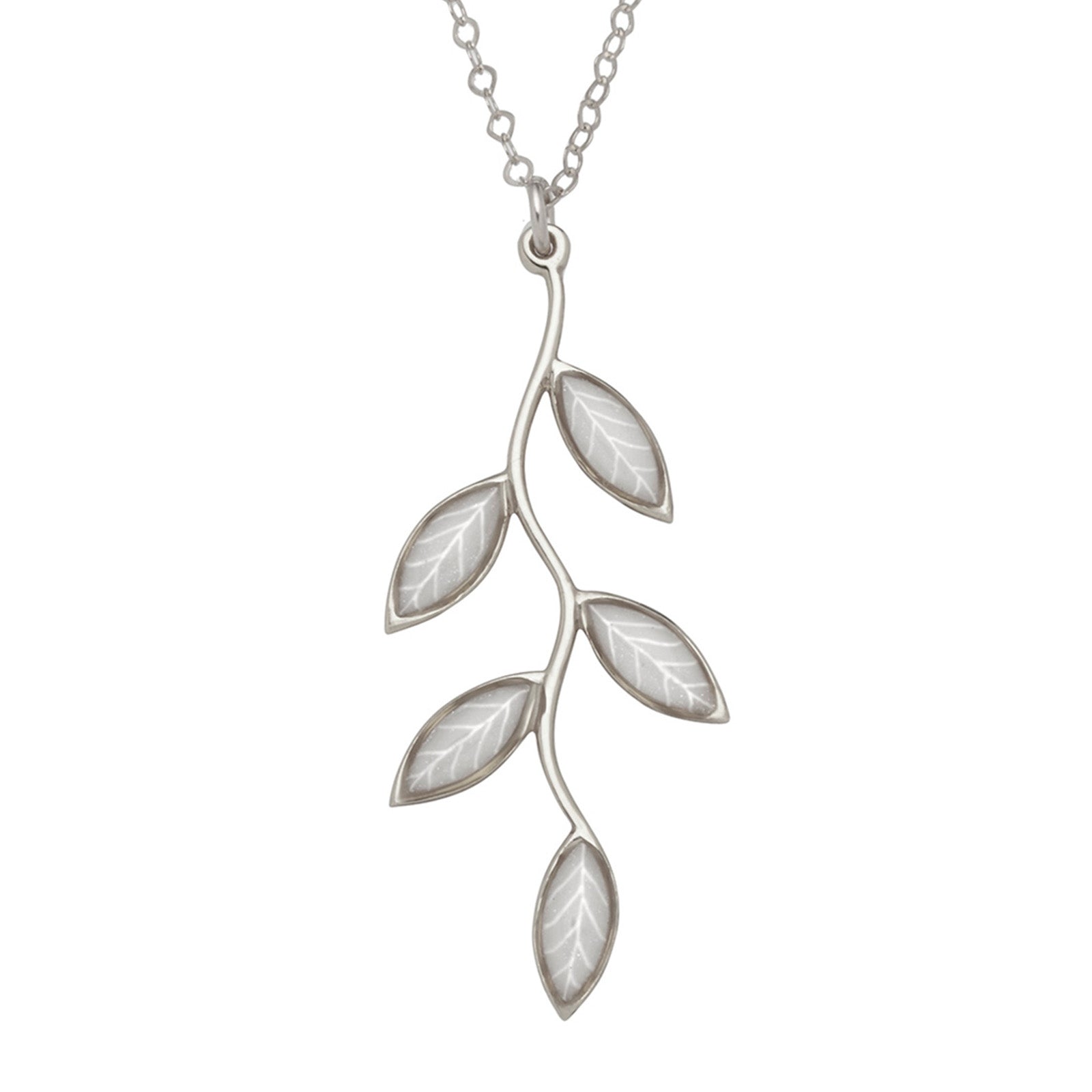 925 Sterling Silver Polymer Clay Olive Leaf Charm Necklace - NanoStyle Jewelry