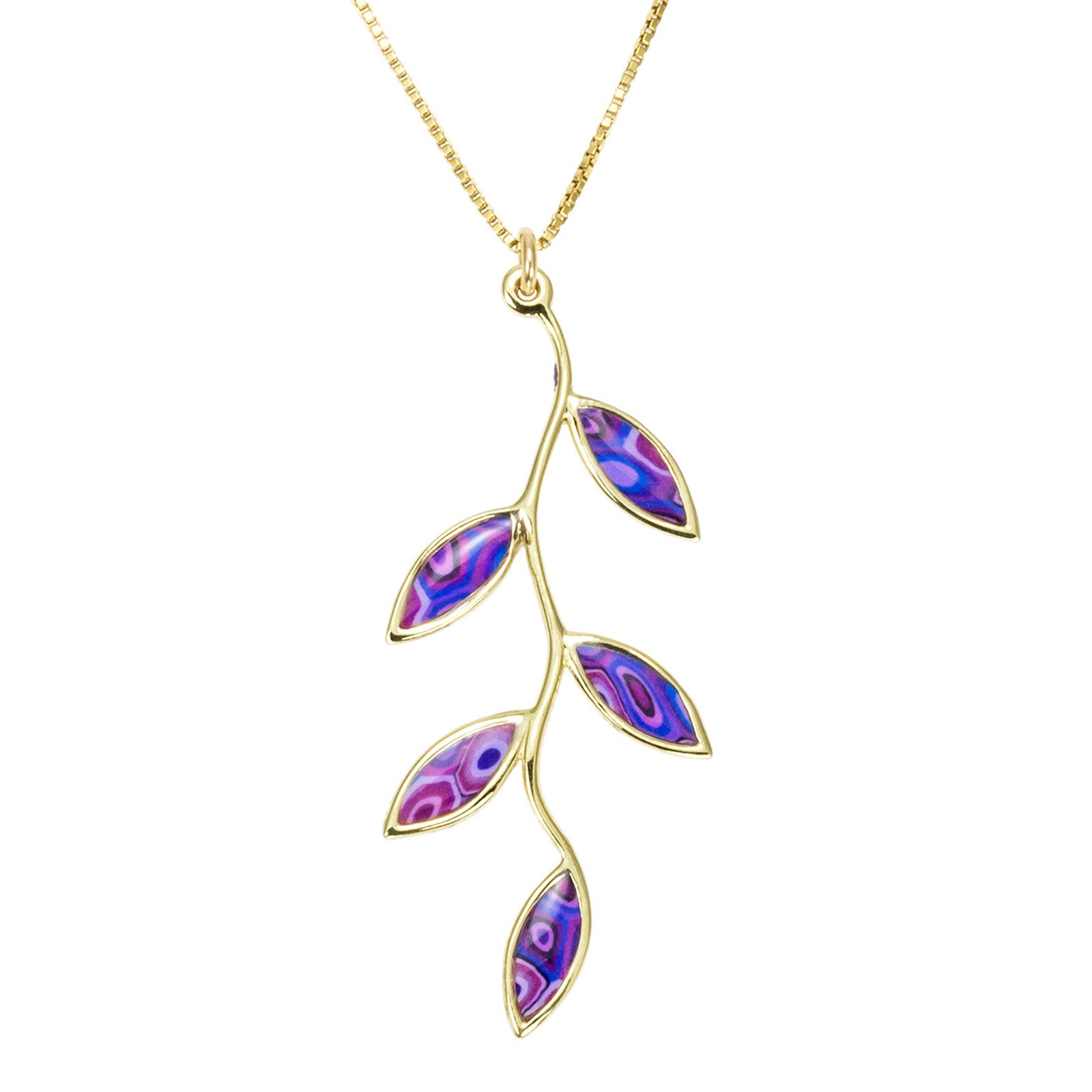 Gold Plated Sterling Silver Olive Leaf Necklace Pendant - NanoStyle Jewelry