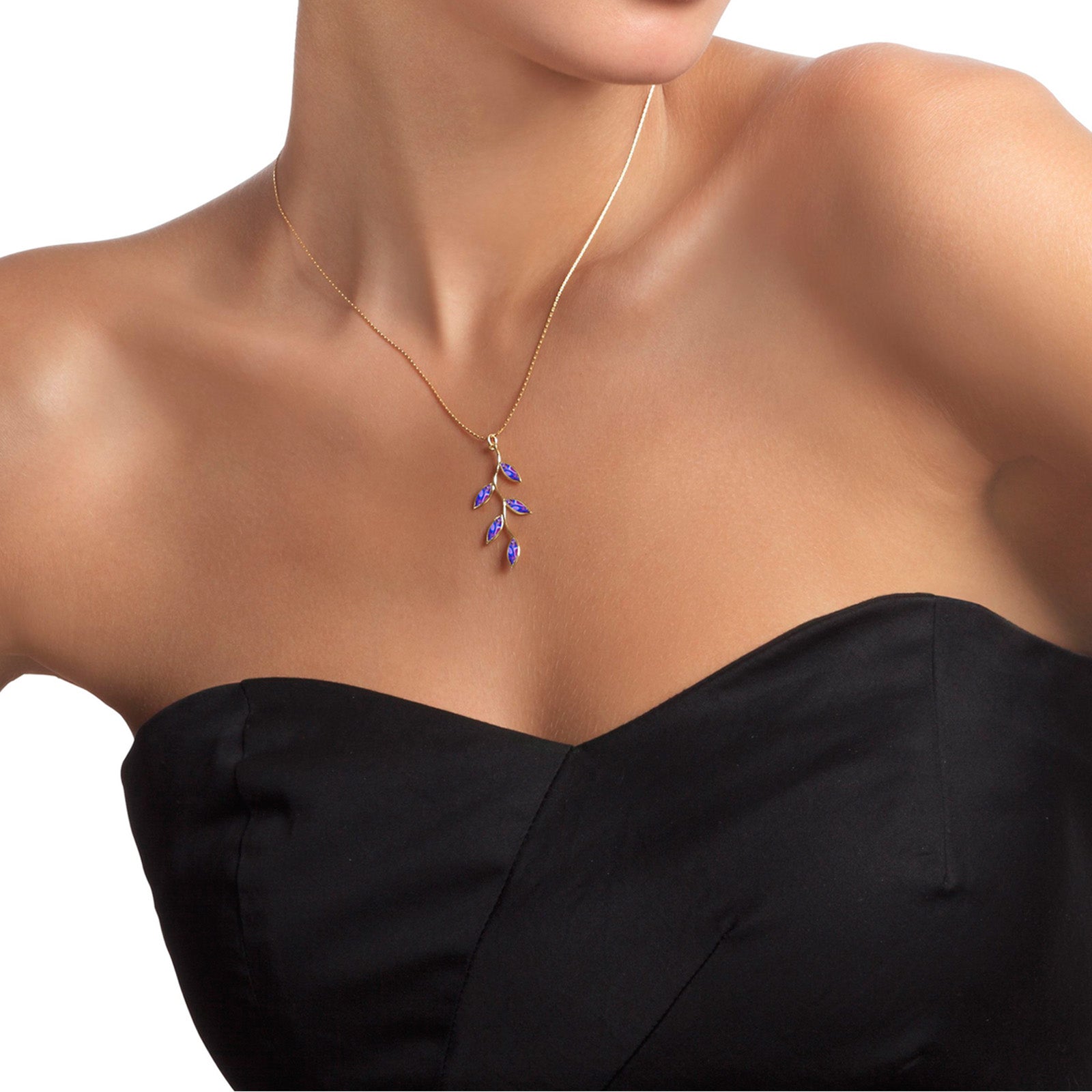 Gold Plated Sterling Silver Olive Leaf Necklace Pendant - NanoStyle Jewelry