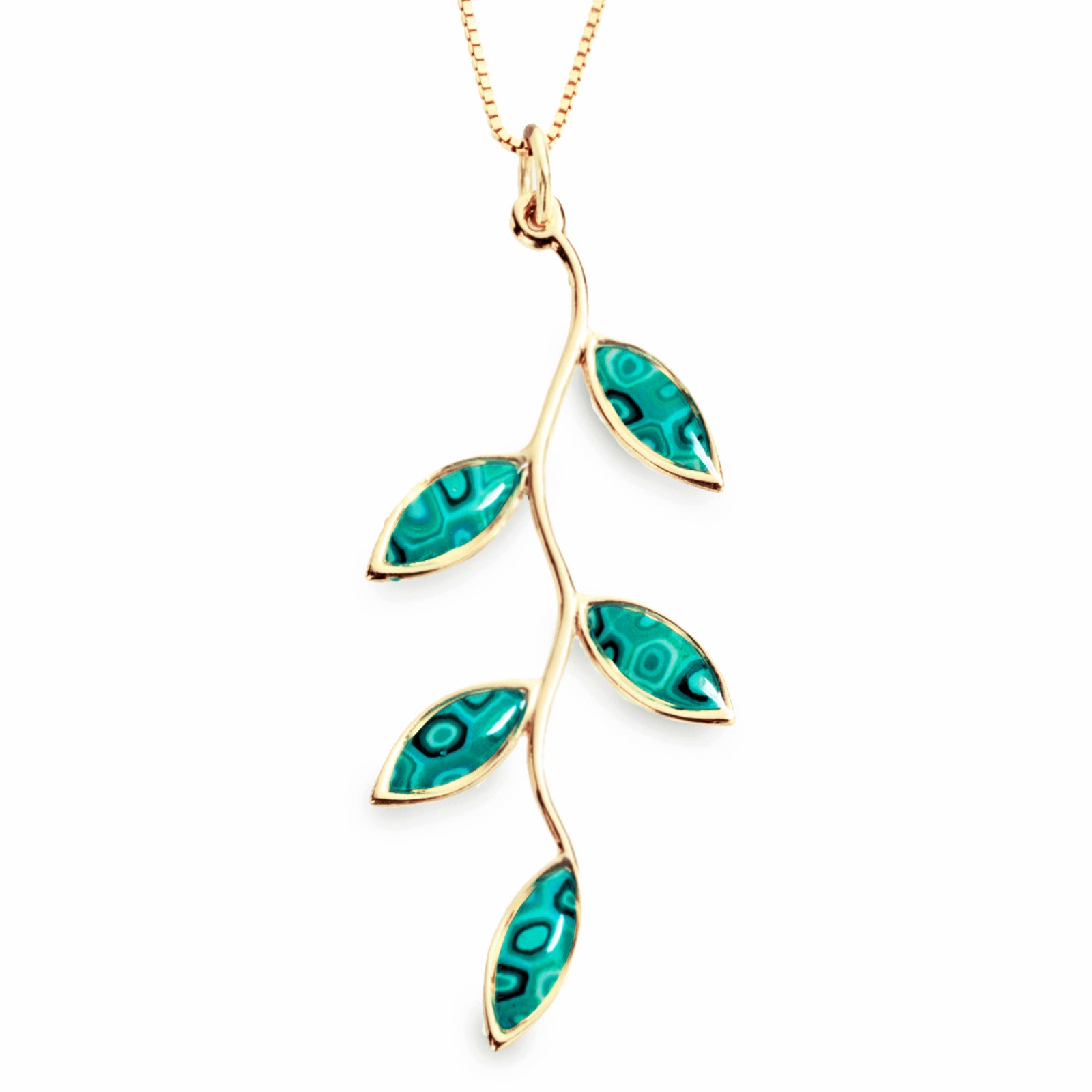 Gold Plated Sterling Silver Olive Leaf Necklace Pendant - NanoStyle Jewelry