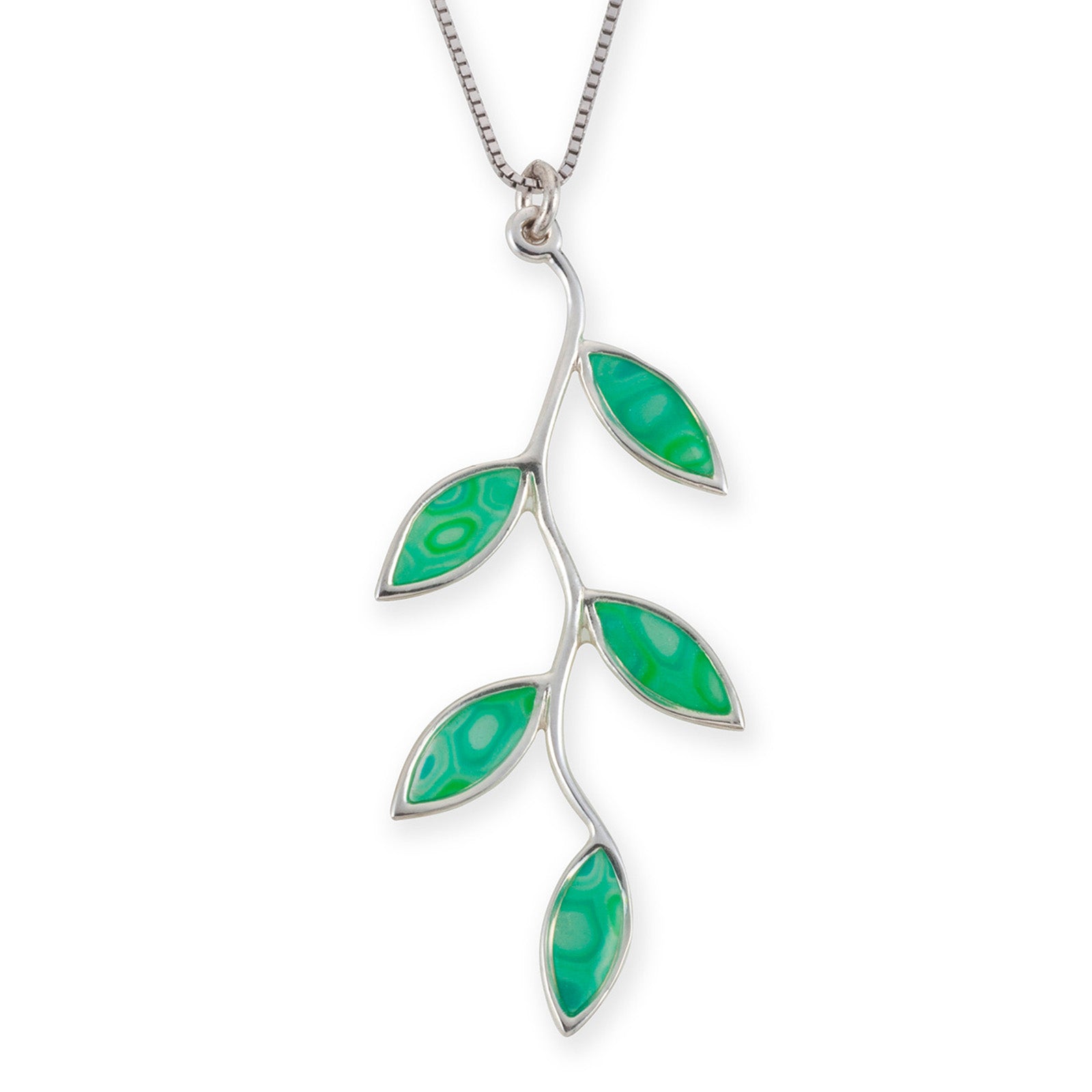 925 Sterling Silver Polymer Clay Olive Leaf Charm Necklace - NanoStyle Jewelry