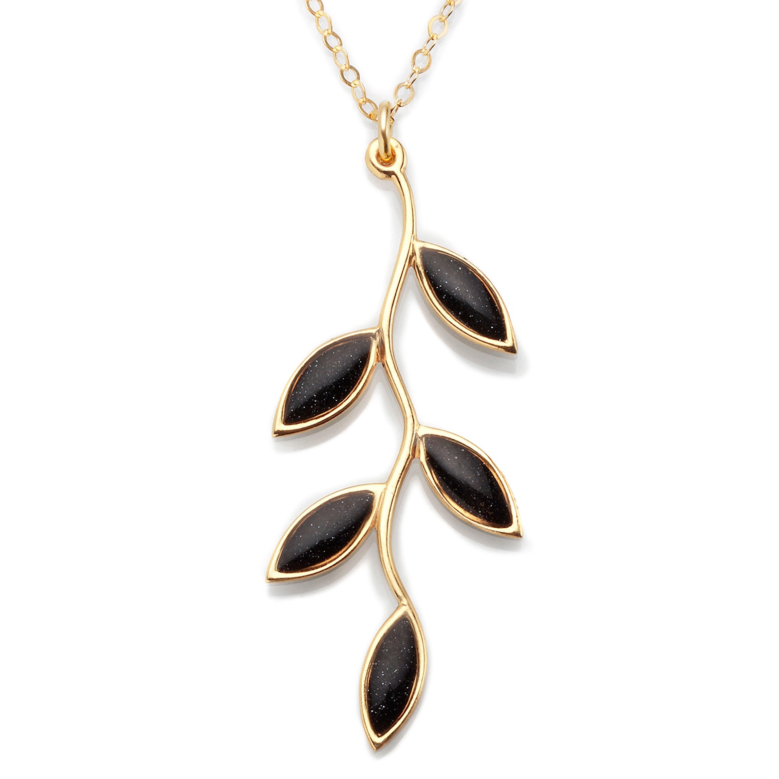 Gold Plated Sterling Silver Olive Leaf Necklace Pendant - NanoStyle Jewelry