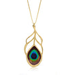 Gold Plated 925 Sterling Silver Peacock Feather Necklace Handcrafted Pendant - NanoStyle Jewelry