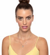Woman Wearing Silver Gemini Necklace - NanoStyle Jewelry