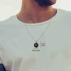Male Model Wearing Leo Necklaces for Lovers of the Zodiac | Inscribed in 24k Gold Zodiac Birthday Jewelry Gift