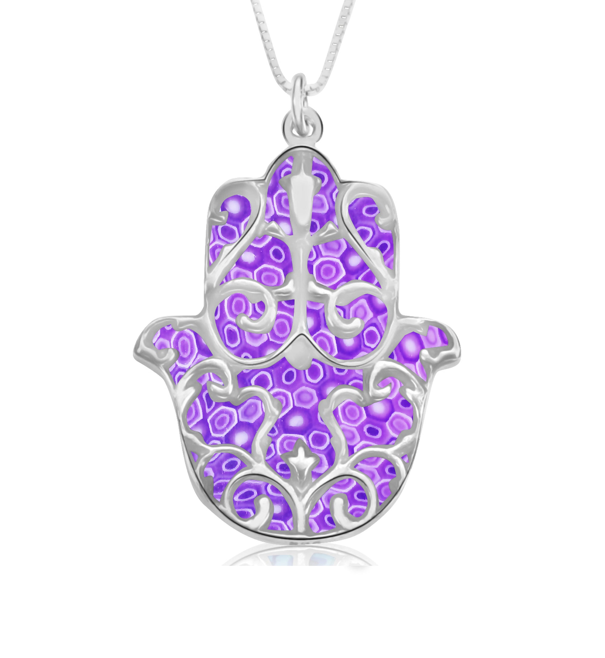 925 Sterling Silver Hamsa Necklace Handcrafted Fleur de Lis Pendant - NanoStyle Jewelry