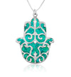 925 Sterling Silver Hamsa Necklace Handcrafted Fleur de Lis Pendant - NanoStyle Jewelry