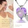 Girl looking thru magnifying glass 24k gold inscribed nanostyle necklace