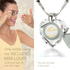 Girl looking thru magnifying glass 24k gold inscribed nanostyle necklace