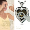 Girl looking thru magnifying glass 24k gold inscribed nanostyle necklace