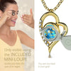 Girl looking thru magnifying glass 24k gold inscribed nanostyle necklace