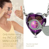 Girl looking thru magnifying glass 24k gold inscribed nanostyle necklace