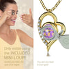 Girl looking thru magnifying glass 24k gold inscribed nanostyle necklace