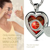 Girl looking thru magnifying glass 24k gold inscribed nanostyle necklace