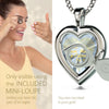 Girl looking thru magnifying glass 24k gold inscribed nanostyle necklace
