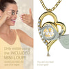 Girl looking thru magnifying glass 24k gold inscribed nanostyle necklace