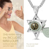 girl-looking-magnifying-glass-nanostyle jewelry 24k gold inscribed shema israel sterling silver necklace