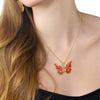 Gold Plated Sterling Silver Purple Polymer Clay Butterfly Charm Handcrafted Jewelry on Model Xmas present for her