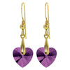 Gold Plated Silver Swarovski Crystal Heart Drop Earrings